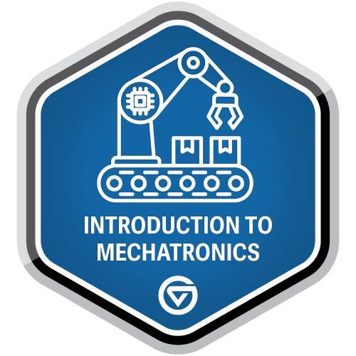 blue logo with mechatronics on it